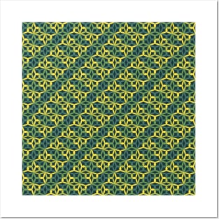 Geometric Flower Petal Pattern (Green Yellow) Posters and Art